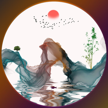 意境水墨抽象山水