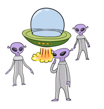 手繪卡通外星人