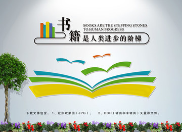 圖書館閱讀室文化墻