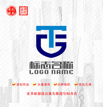 TG字母GT標志盾logo