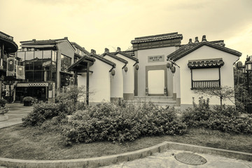 杭州中式建筑黑白照