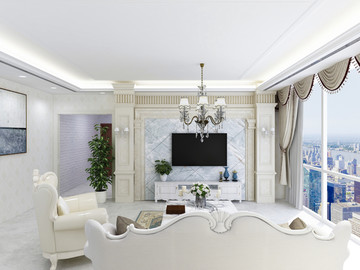 现代欧式客厅设计效果图
