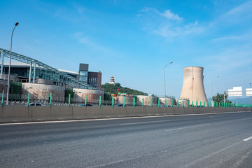 首钢工业背景公路道路