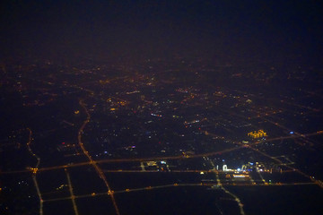 航拍上海夜景灯光