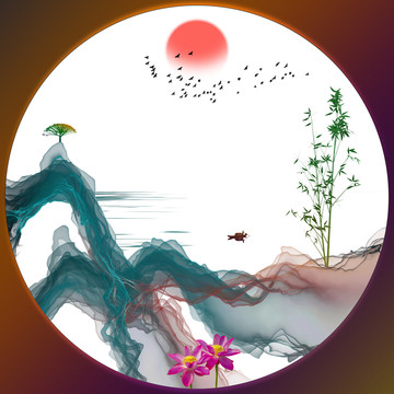 抽象水墨意境山水裝飾畫(huà)