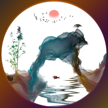 抽象水墨意境山水裝飾畫