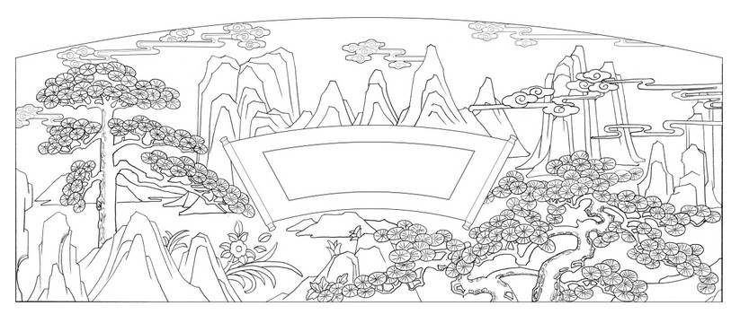 山水浮雕