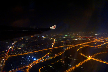 航拍上海夜景灯光