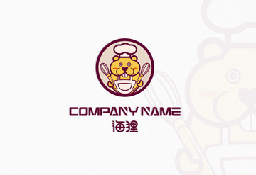 可爱卡通海狸甜点logo