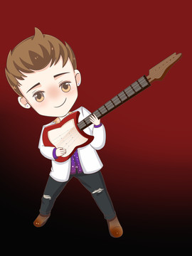 吉他手漫畫音樂人PSD
