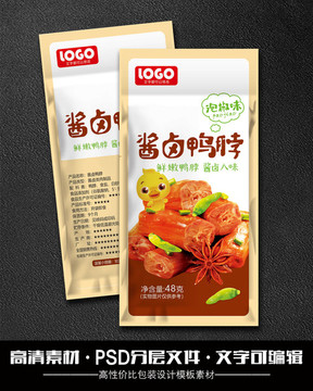 泡椒醬鹵鴨脖鴨霸王包裝設(shè)計(jì)