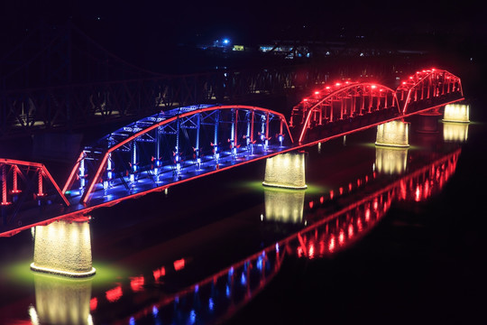 辽宁丹东鸭绿江断桥夜景