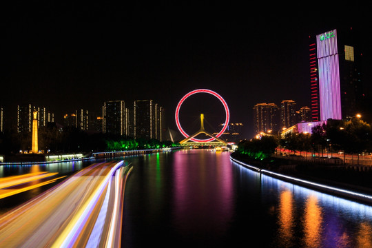 天津之眼城市夜景