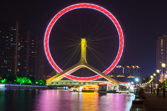 天津之眼城市夜景