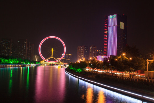 天津之眼城市夜景