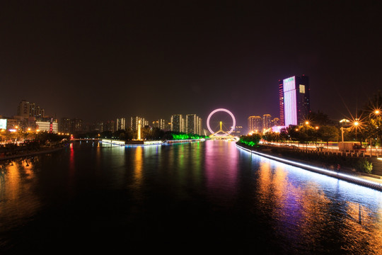 天津之眼城市夜景