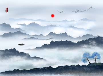水墨意境山水畫