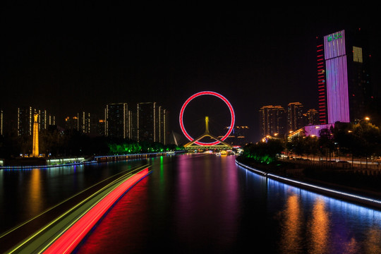 天津之眼城市夜景