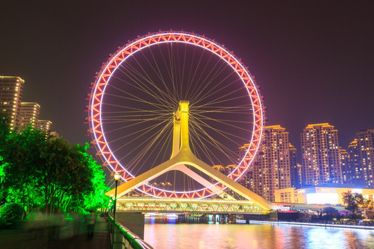 天津之眼城市夜景