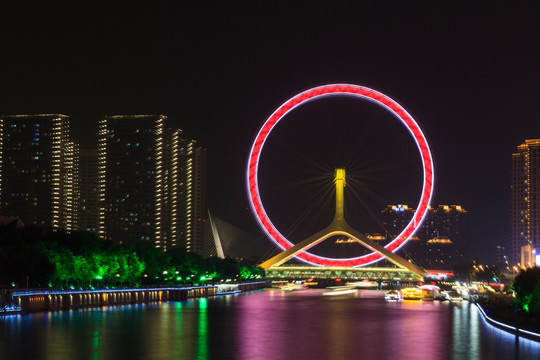 天津之眼城市夜景