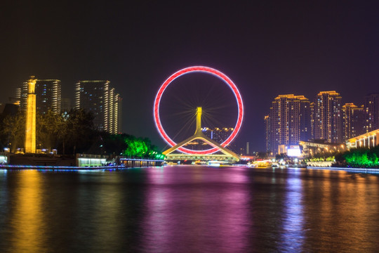 天津之眼城市夜景