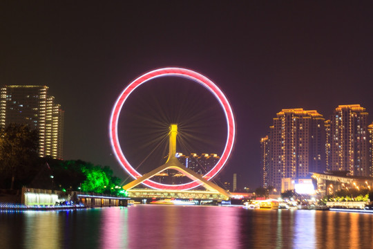 天津之眼城市夜景