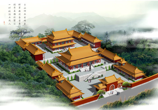 古建廟宇寺廟鳥瞰圖