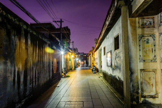 广东潮州甲第巷夜景