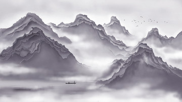 新中式抽象山水背景图