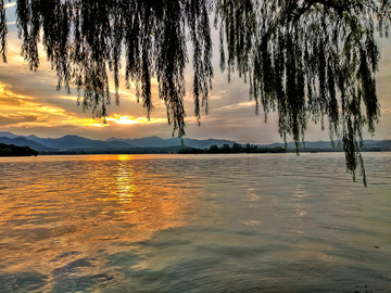 杭州西湖暮色风景
