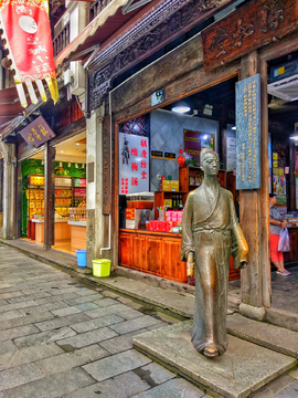 杭州河坊街黄昏风景