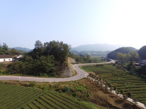 航拍乡村公路田野