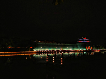 苏州平门桥护城河夜色风景