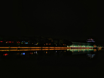 苏州平门桥护城河夜色风景