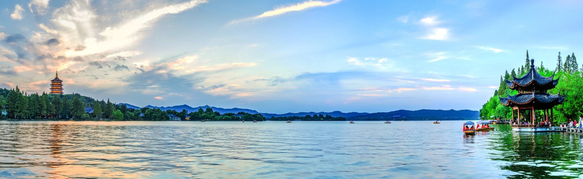 杭州西湖夜景全景图