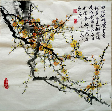 國(guó)畫黃梅斗方