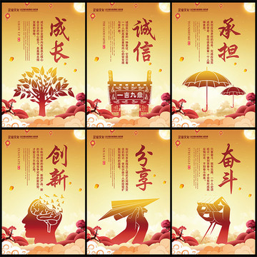 文化墻成長誠信承擔創(chuàng)新分享奮斗