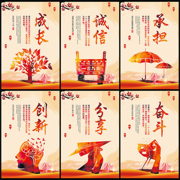 文化墻成長(zhǎng)誠(chéng)信承擔(dān)創(chuàng)新分享奮斗