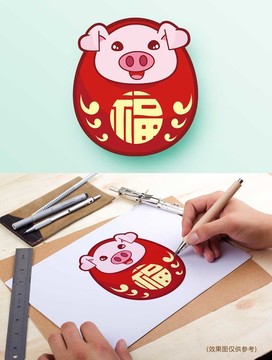 猪年福猪卡通形象设计
