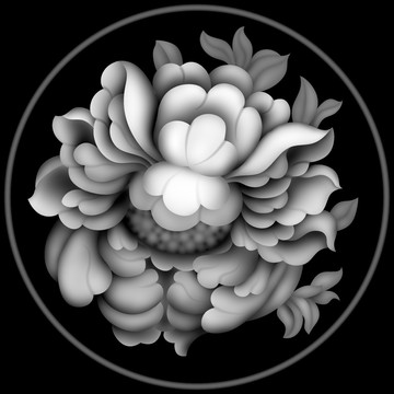 新款團(tuán)花灰度圖雕刻圖四喜牡丹4