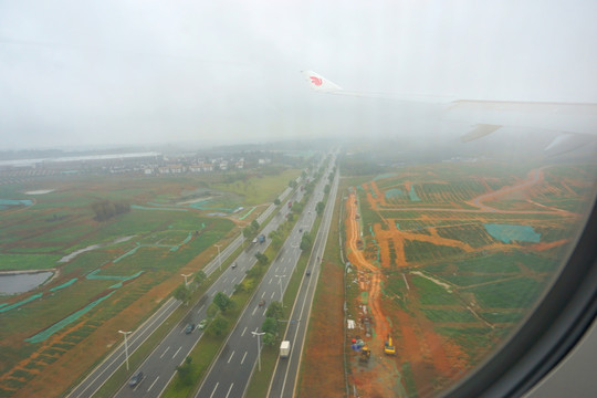 航拍成都机场大地景观工程建设
