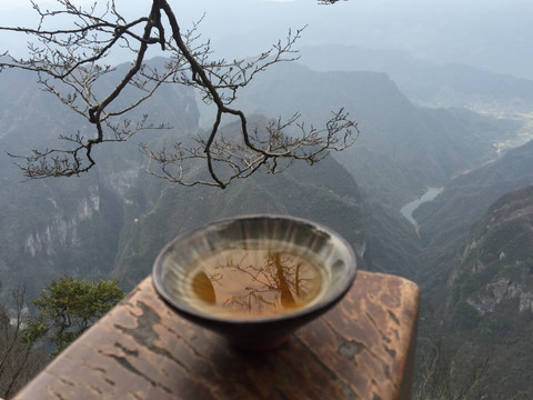 天门山上品茶