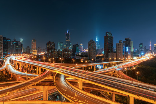 上海延安高架夜景