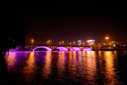 金华通济桥夜景紫色