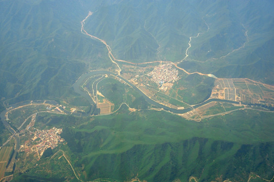 航拍北京怀柔大九渡河山谷地区