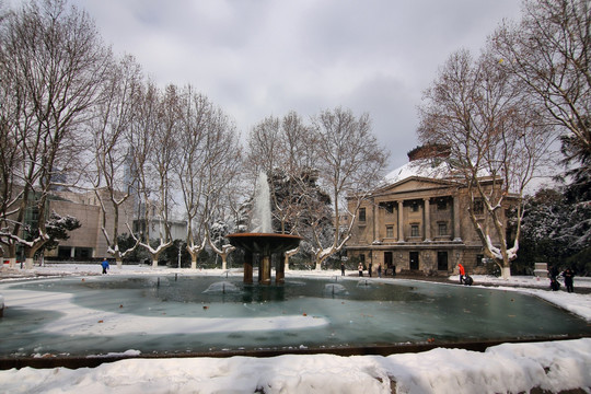 南京东南大学暴风雪城市风光