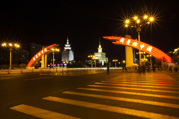 北京复兴门桥夜景