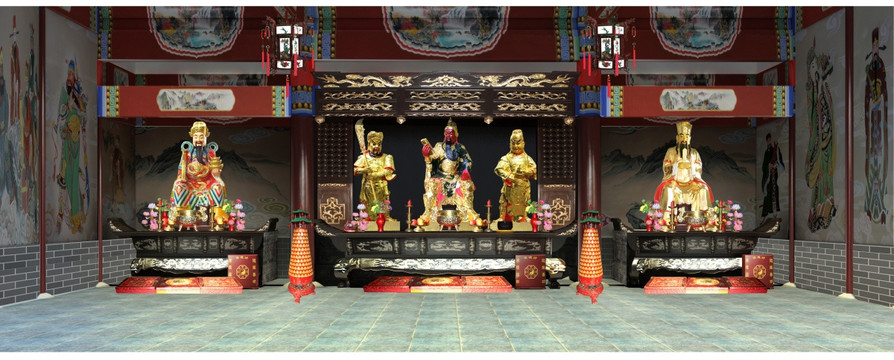 寺廟室內(nèi)佛像裝飾
