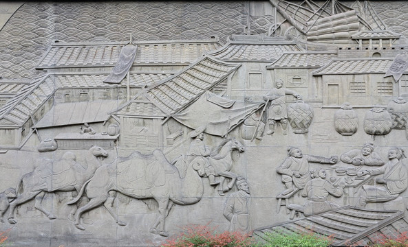 古代商队浮雕