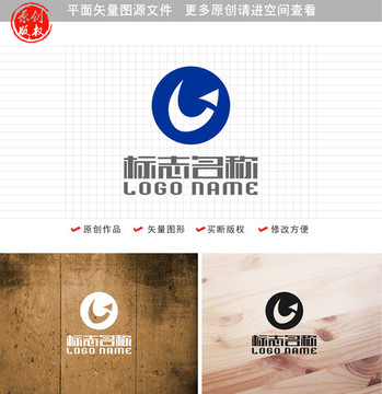 G字母J标志笑脸logo